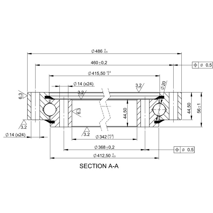 Łożysko o śr. zew. 486 mm