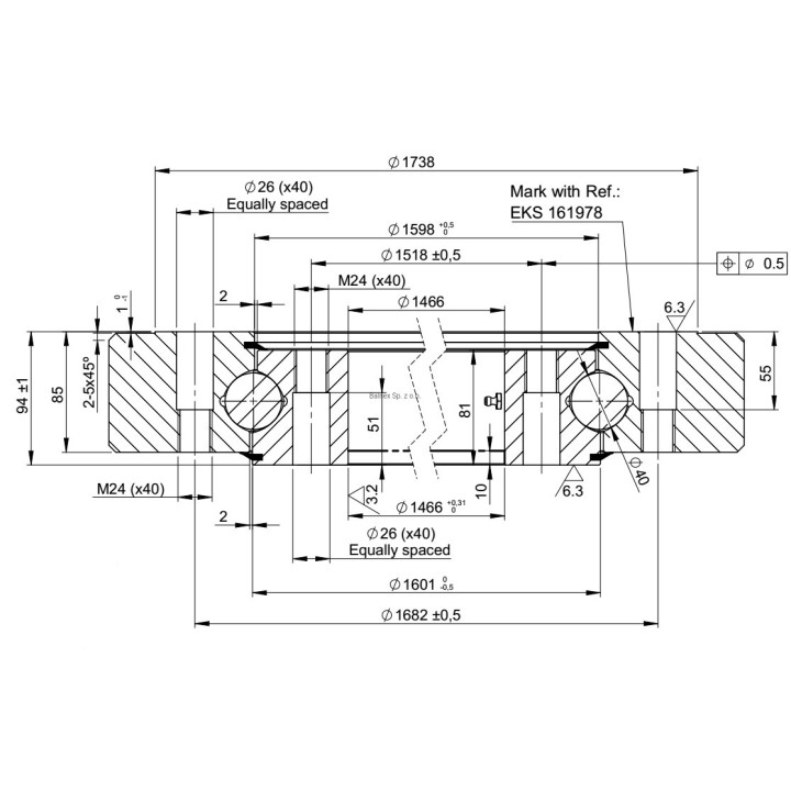 Łożysko o śr. zew. 1803,20 mm
