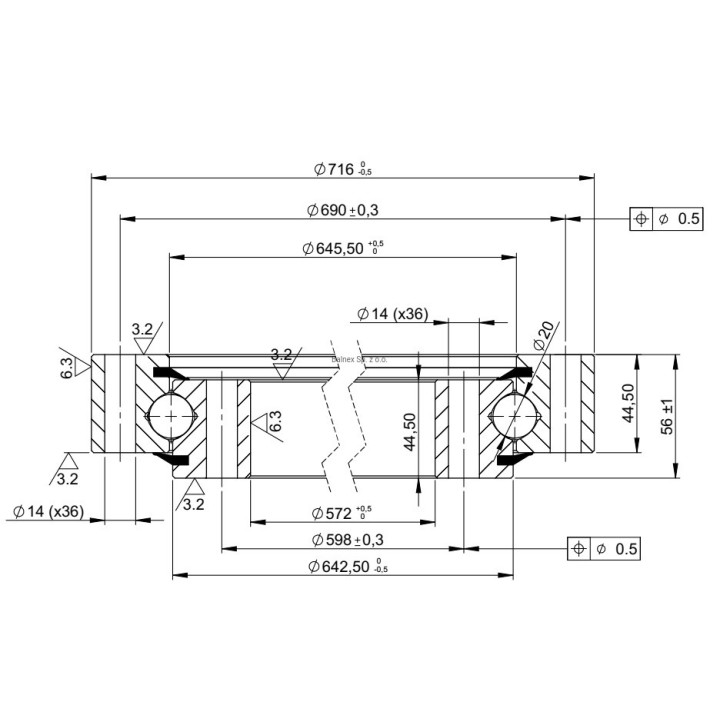 Łożysko o śr. zew. 716