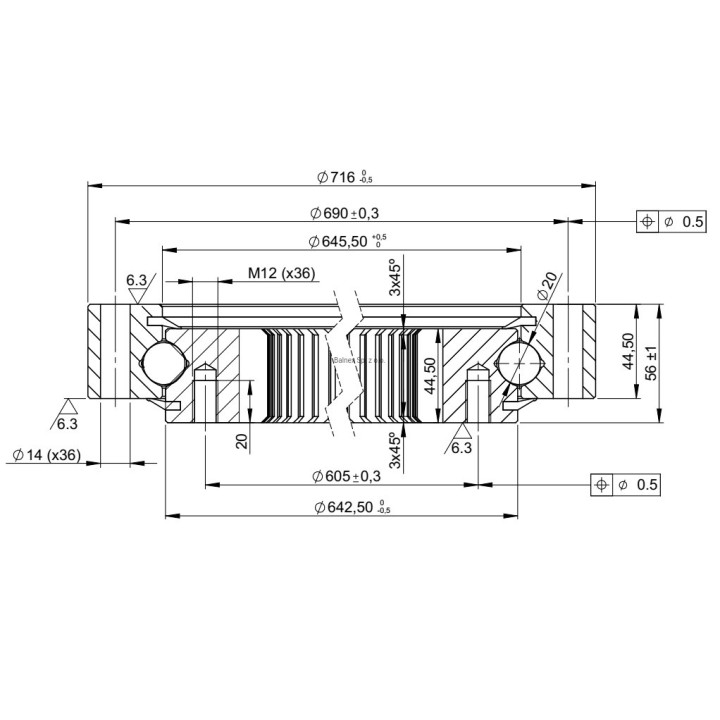 Łożysko o śr. zew. 716 mm