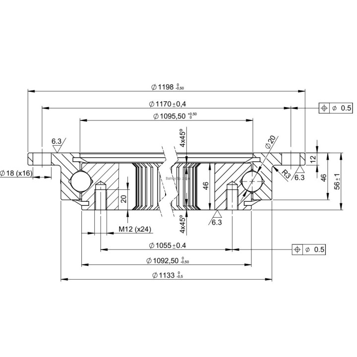 Łożysko o śr. zew. 1198 mm