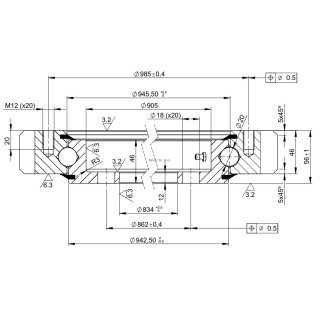 Łożysko o śr. zew. 1046,40 mm