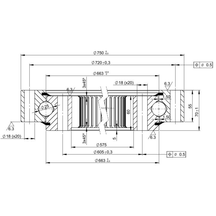 Łożysko o śr. zew. 750 mm