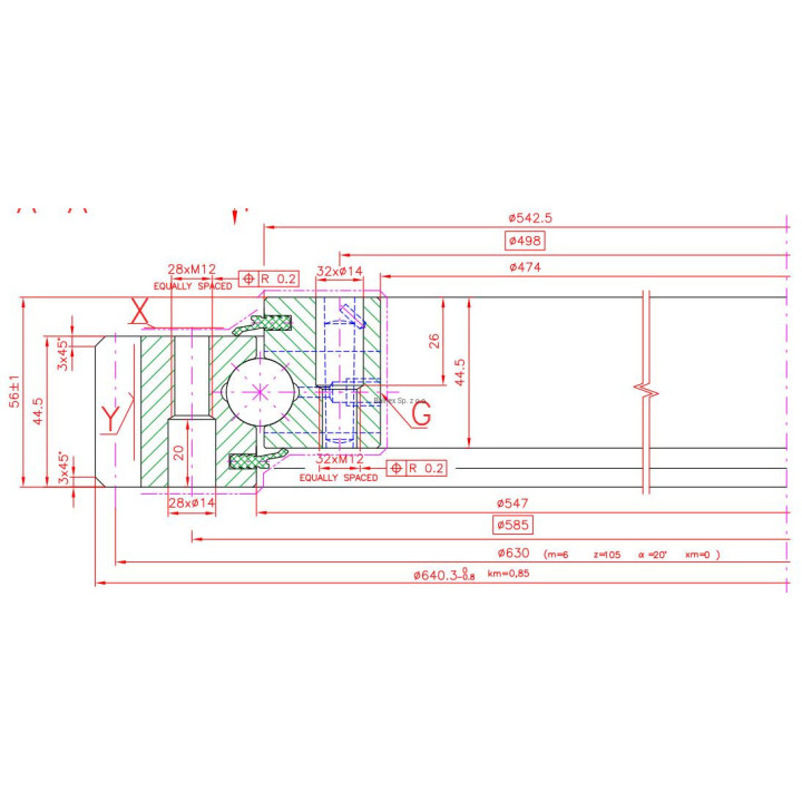 Łożysko o śr. zew. 640,3 mm