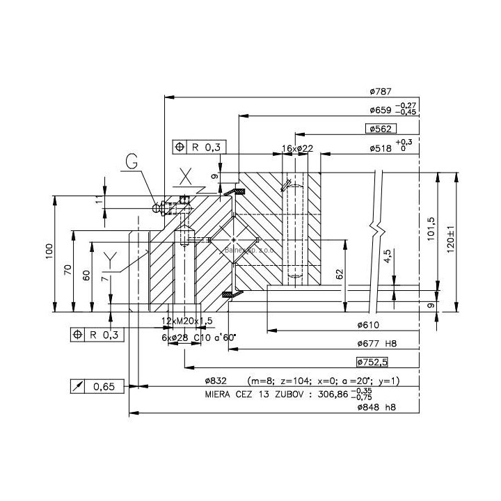 Łożysko o śr. zew. 848 mm