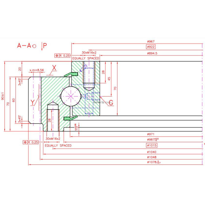 Łożysko o śr. zew. 1078 mm