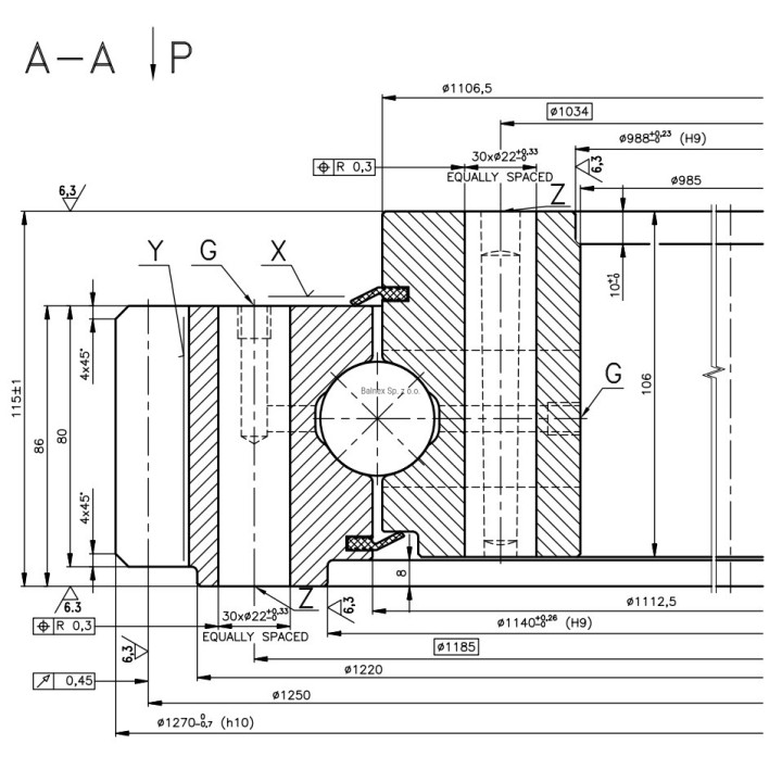 Łożysko o śr. zew. 1270 mm (30)
