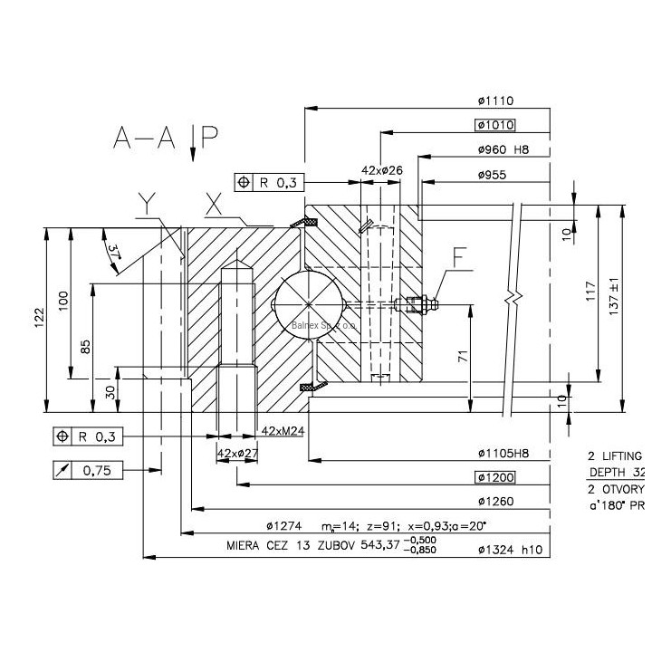 Łożysko o śr. zew. 1324 mm