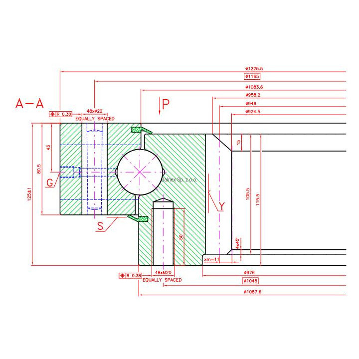 Łożysko o śr. zew.  1225,5 mm
