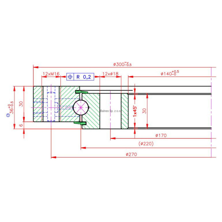 Łożysko o śr. zew.  300 mm