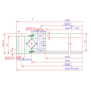 Łożysko o śr. zew.  366 mm