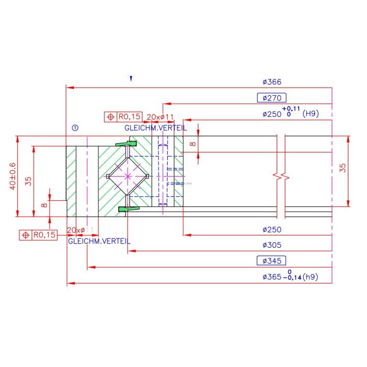 Łożysko o śr. zew.  366 mm