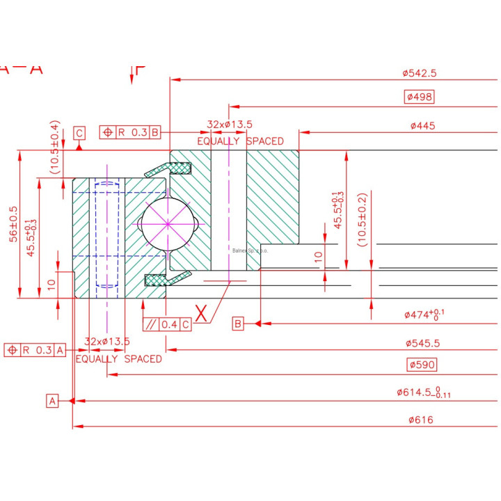Łożysko o śr. zew. 616 mm