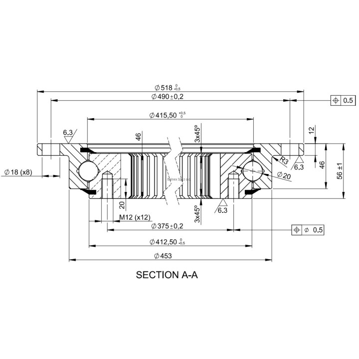 Łożysko o śr. zew. 518 mm