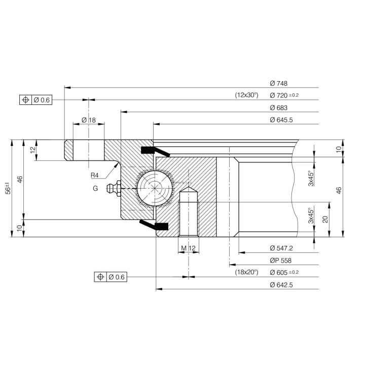 Łożysko o śr. zew. 748 mm