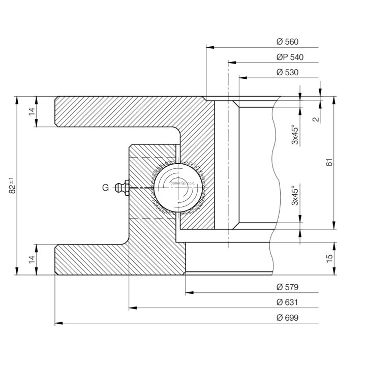 Łożysko o śr. zew. 699 mm