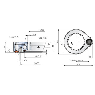 Obrotnica zintegrowna zębata 343.5/625