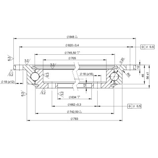 Łożysko o śr. zew. 848 mm