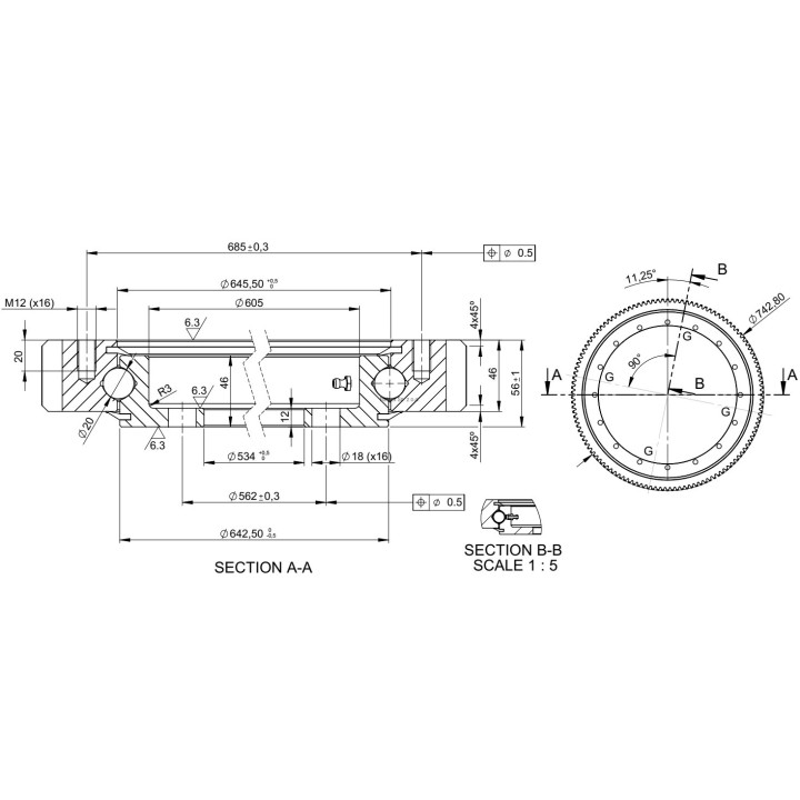 Łożysko o śr. zew. 742,8 mm
