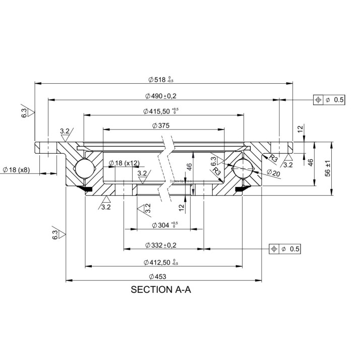 Łożysko o śr. zew. 518 mm